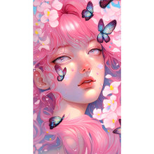 Load image into Gallery viewer, AB Diamond Painting - Full Round - pink butterfly girl (40*70CM)
