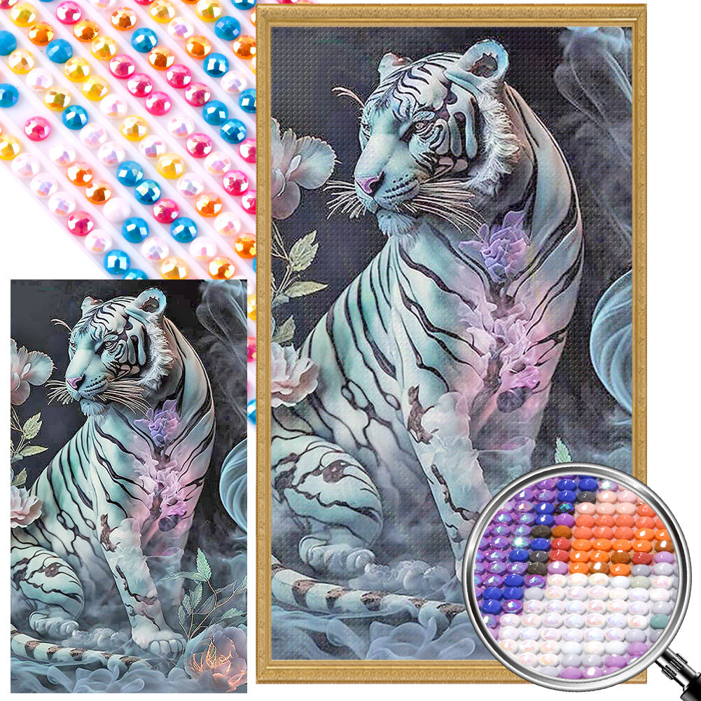 AB Diamond Painting - Full Round - white tiger (40*70CM)