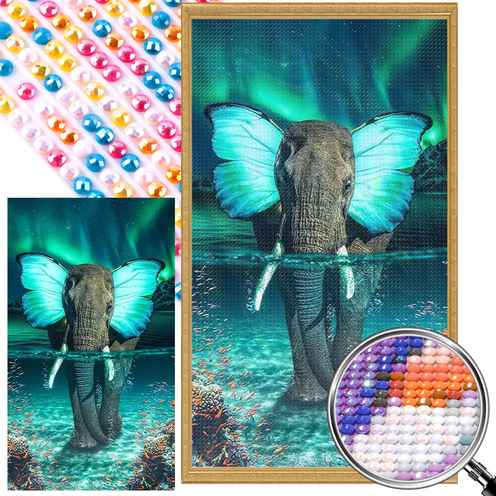 AB Diamond Painting - Full Round - butterfly elephant (40*70CM)