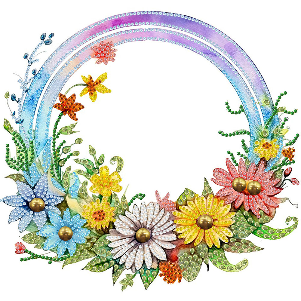 Diamond Painting - Partial Special Shaped - rainbow flowers (30*30CM)