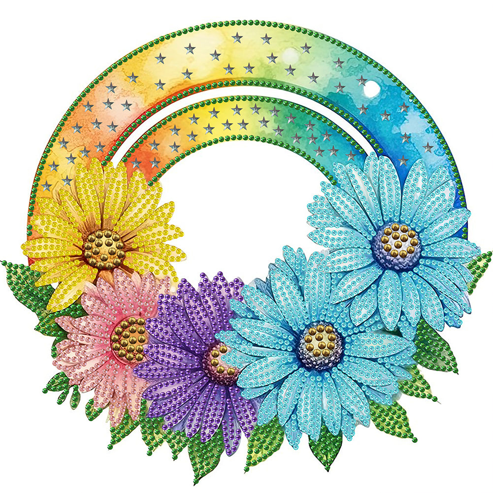Diamond Painting - Partial Special Shaped - rainbow flowers (30*30CM)