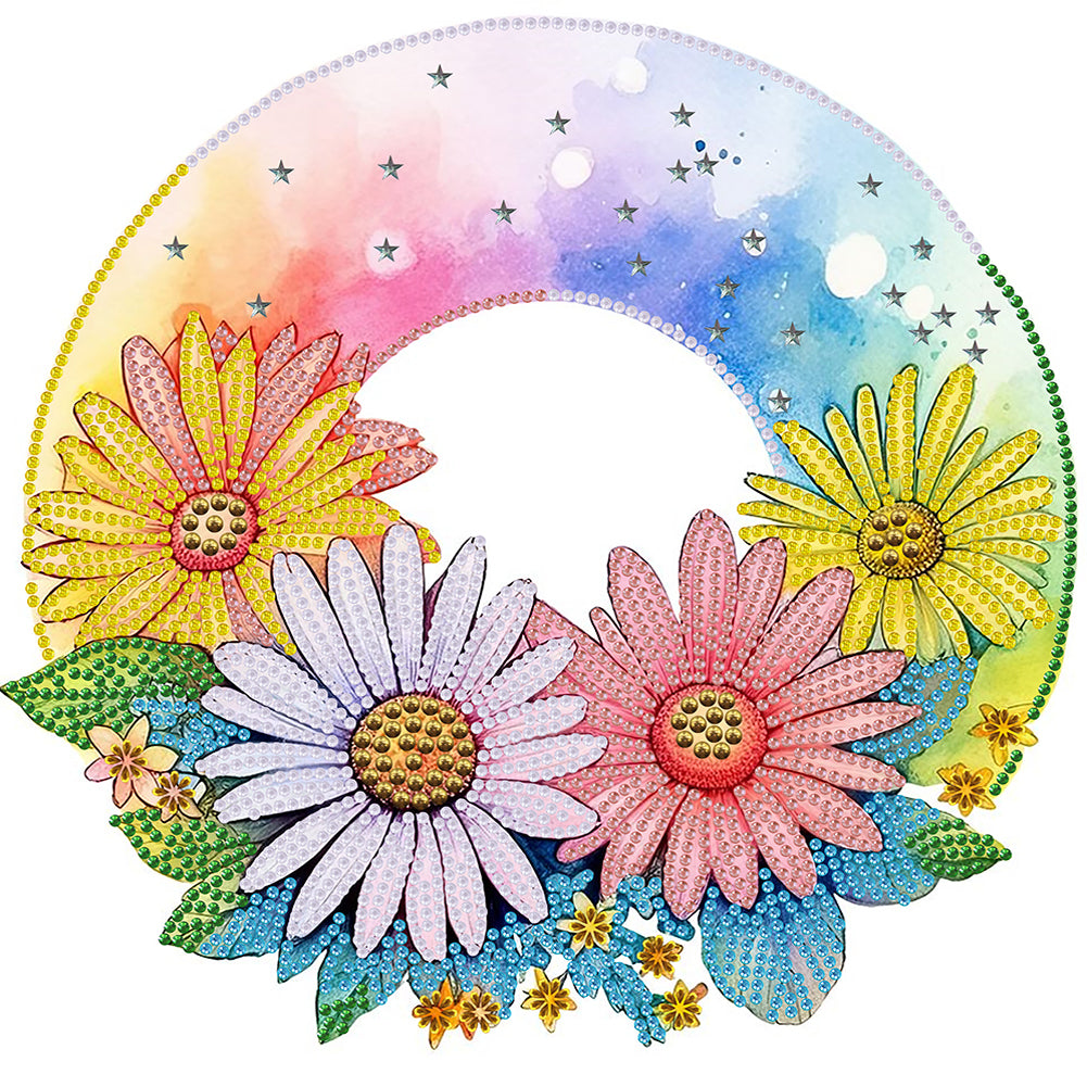 Diamond Painting - Partial Special Shaped - rainbow flowers (30*30CM)