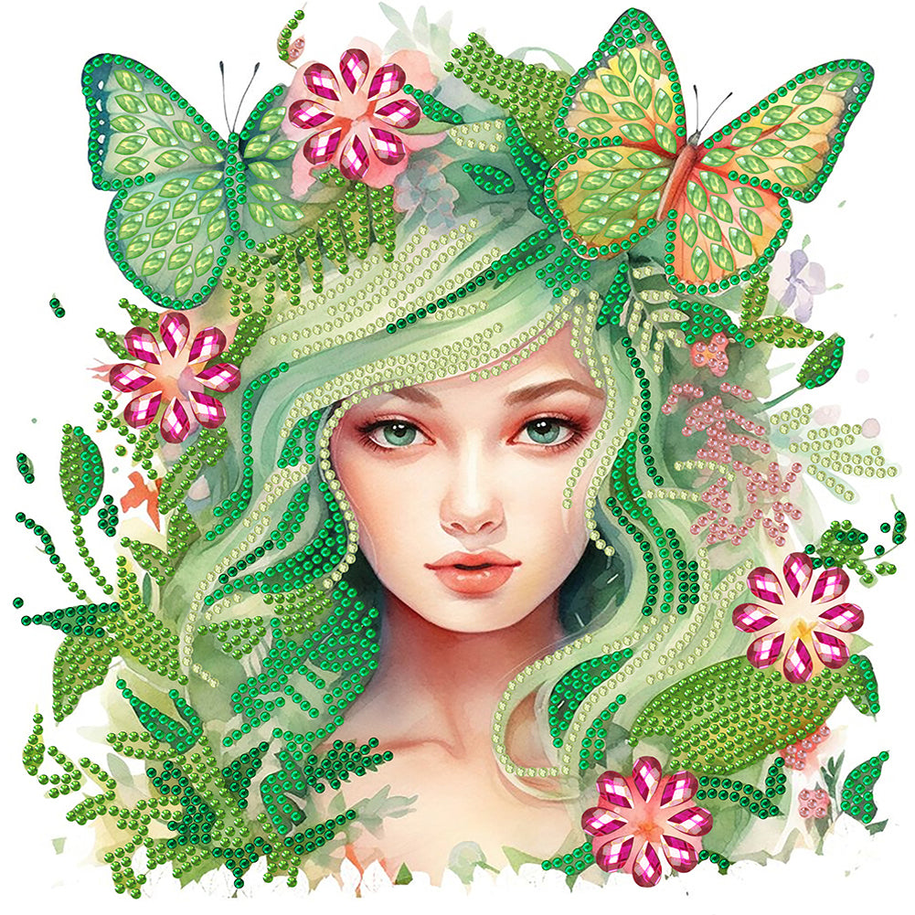 Diamond Painting - Partial Special Shaped - butterfly elf girl (30*30CM)