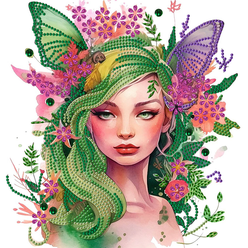 Diamond Painting - Partial Special Shaped - Butterfly Elf Girl (30*30CM)