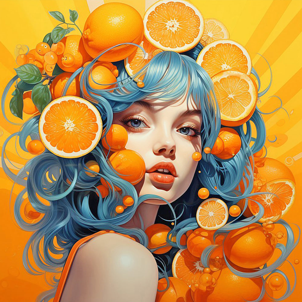 Diamond Painting - Full Round - orange girl (40*40CM)