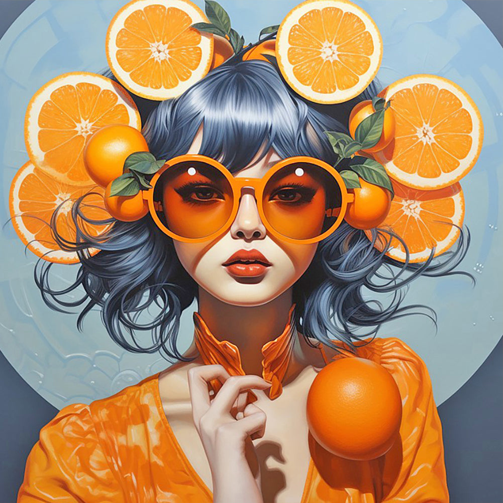 Diamond Painting - Full Round - orange girl (40*40CM)