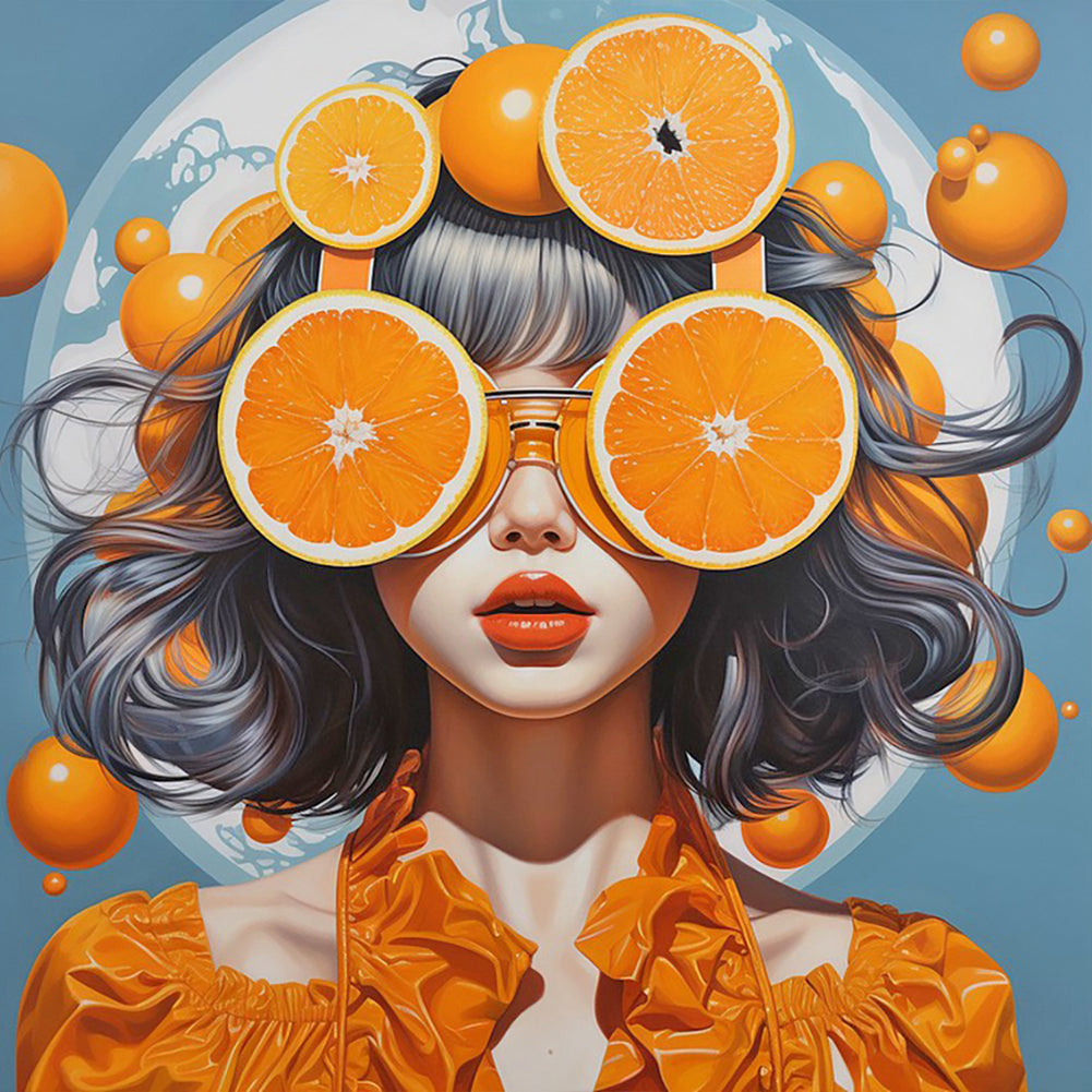 Diamond Painting - Full Round - orange girl (40*40CM)