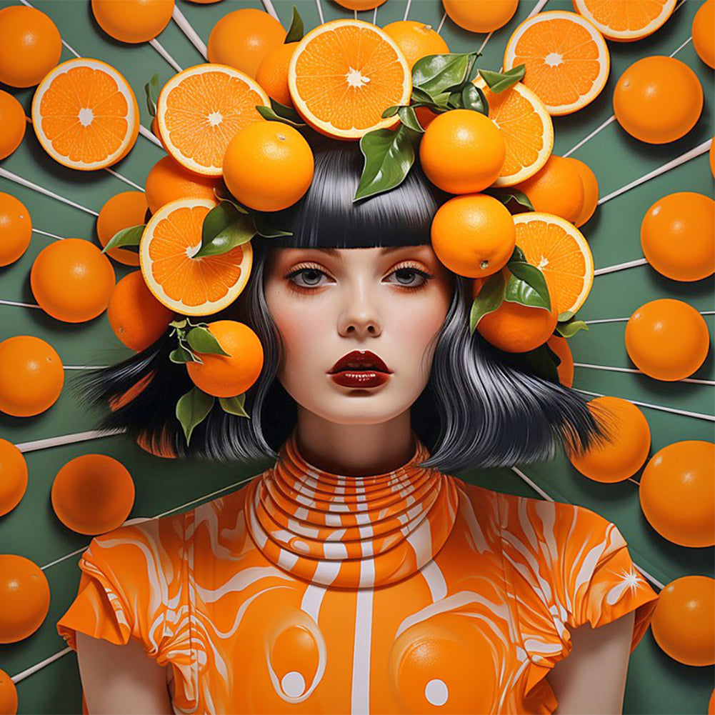 Diamond Painting - Full Round - orange girl (40*40CM)