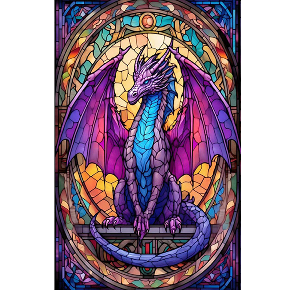 Diamond Painting - Full Round - Window sill glass art flying dragon (40*60CM)