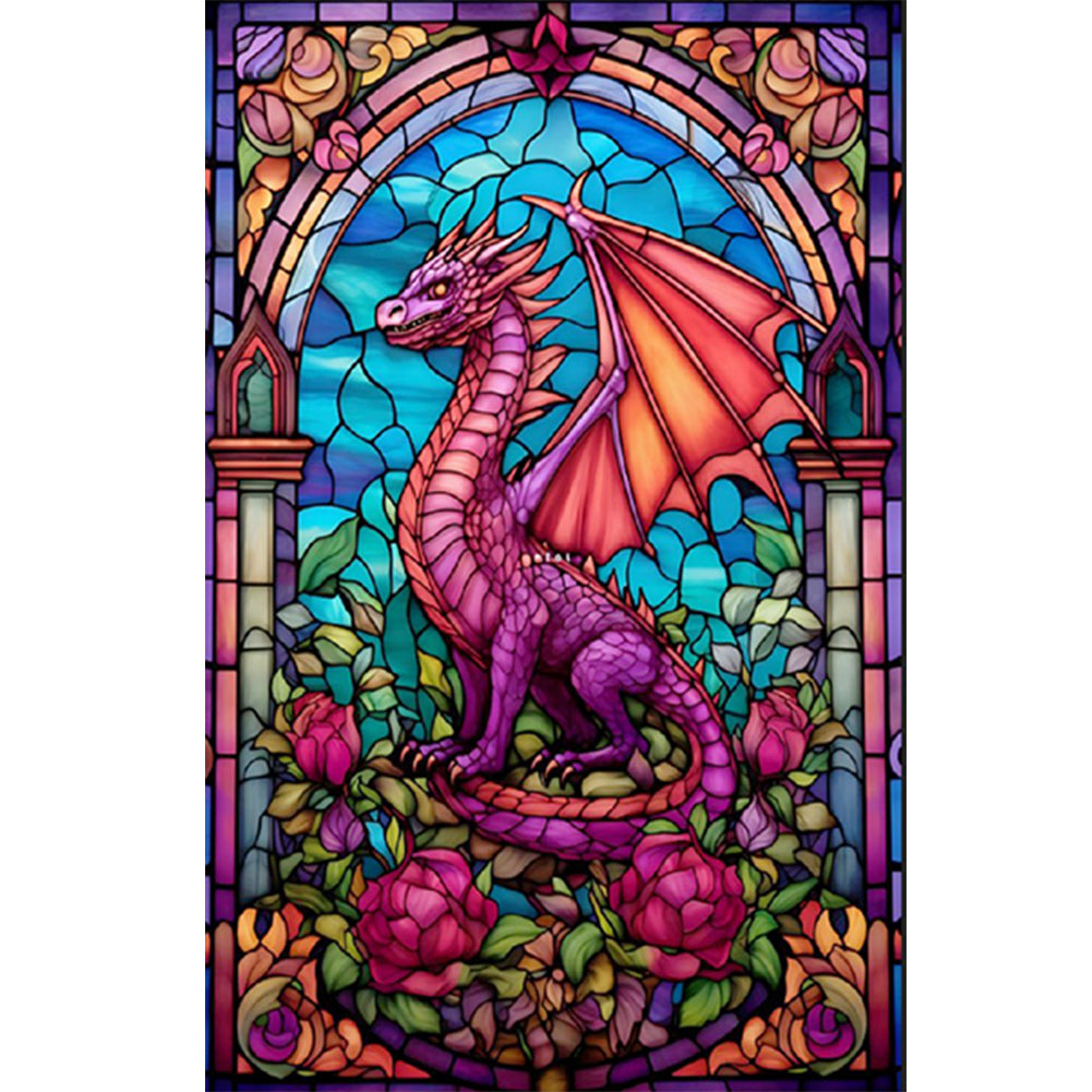 Diamond Painting - Full Round - Window sill glass art flying dragon (40*60CM)