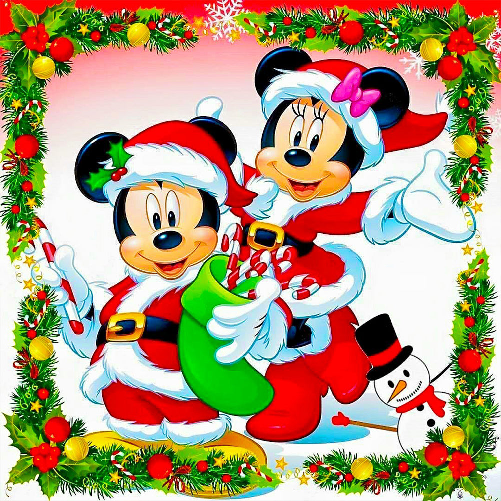 Diamond Painting - Full Round - Mickey and Minnie at Christmas (40*40CM)