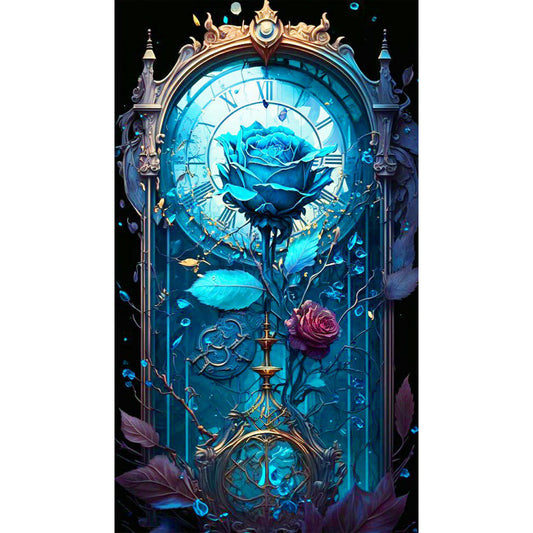 Diamond Painting - Full Round - blue melancholy rose flower (40*70CM)
