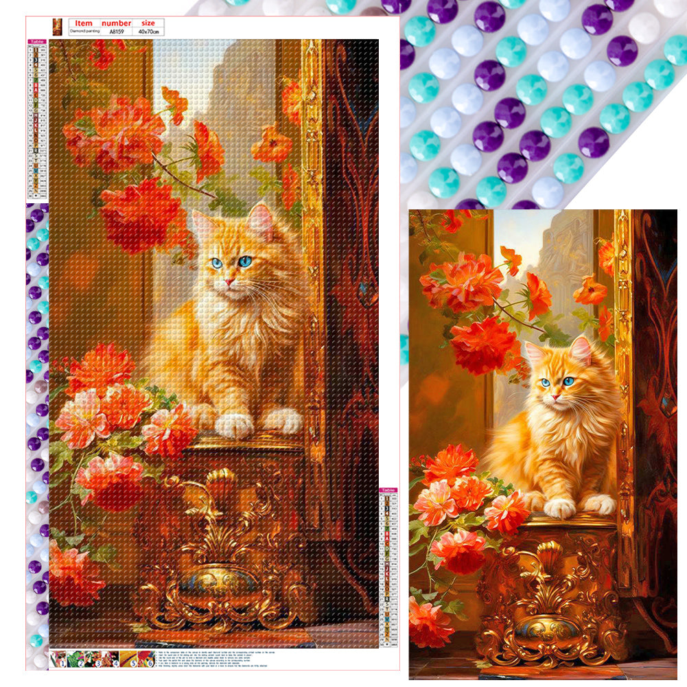 Diamond Painting - Full Round - orange cat (40*70CM)