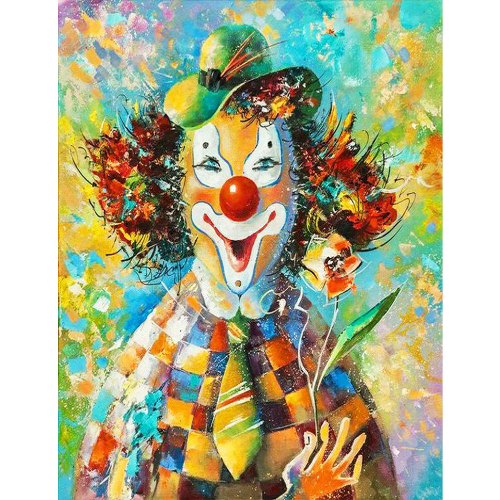 Diamond Painting - Full Round - clown holding flowers (50*60CM)