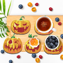 Load image into Gallery viewer, 6PCS Wooden Flower Pumpkin Diamond Painting Art Coaster Kit with Holder
