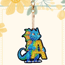 Load image into Gallery viewer, Double Sided Full Drill Keyring Special Shape Diamond Painting Keychain Dinosaur

