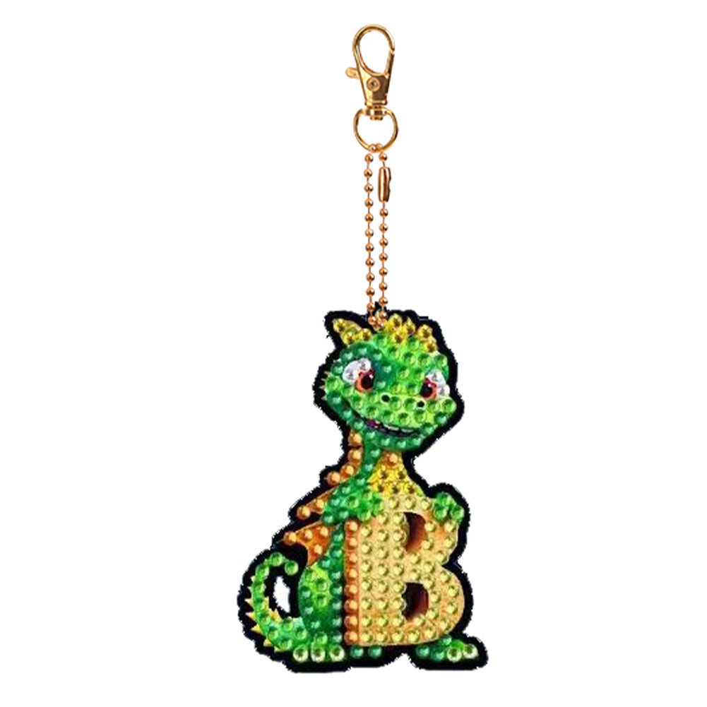 Double Sided Full Drill Keyring Special Shape Diamond Painting Keychain Dinosaur