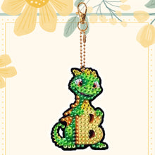 Load image into Gallery viewer, Double Sided Full Drill Keyring Special Shape Diamond Painting Keychain Dinosaur
