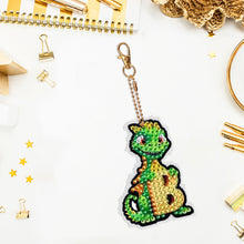Load image into Gallery viewer, Double Sided Full Drill Keyring Special Shape Diamond Painting Keychain Dinosaur
