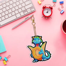 Load image into Gallery viewer, Double Sided Full Drill Keyring Special Shape Diamond Painting Keychain Dinosaur
