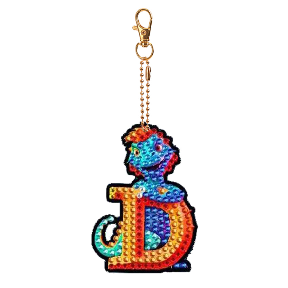 Double Sided Full Drill Keyring Special Shape Diamond Painting Keychain Dinosaur