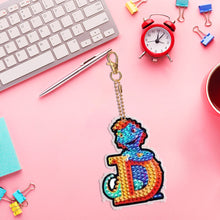 Load image into Gallery viewer, Double Sided Full Drill Keyring Special Shape Diamond Painting Keychain Dinosaur
