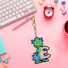 Load image into Gallery viewer, Double Sided Full Drill Keyring Special Shape Diamond Painting Keychain Dinosaur
