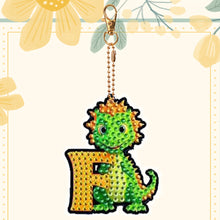 Load image into Gallery viewer, Double Sided Full Drill Keyring Special Shape Diamond Painting Keychain Dinosaur

