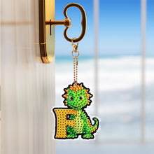 Load image into Gallery viewer, Double Sided Full Drill Keyring Special Shape Diamond Painting Keychain Dinosaur
