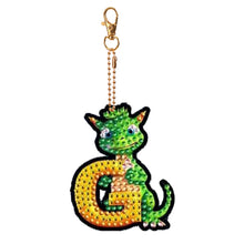Load image into Gallery viewer, Double Sided Full Drill Keyring Special Shape Diamond Painting Keychain Dinosaur
