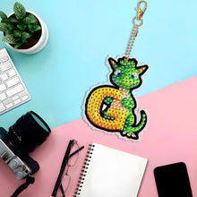 Load image into Gallery viewer, Double Sided Full Drill Keyring Special Shape Diamond Painting Keychain Dinosaur

