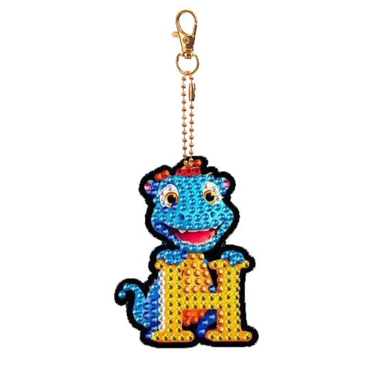Double Sided Full Drill Keyring Special Shape Diamond Painting Keychain Dinosaur