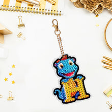 Load image into Gallery viewer, Double Sided Full Drill Keyring Special Shape Diamond Painting Keychain Dinosaur

