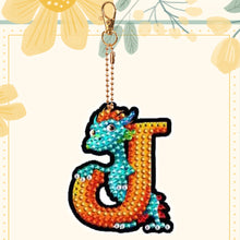 Load image into Gallery viewer, Double Sided Full Drill Keyring Special Shape Diamond Painting Keychain Dinosaur
