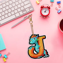 Load image into Gallery viewer, Double Sided Full Drill Keyring Special Shape Diamond Painting Keychain Dinosaur

