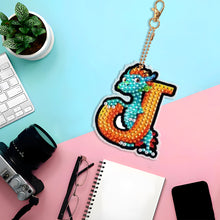 Load image into Gallery viewer, Double Sided Full Drill Keyring Special Shape Diamond Painting Keychain Dinosaur
