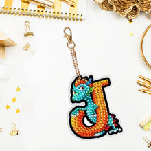 Load image into Gallery viewer, Double Sided Full Drill Keyring Special Shape Diamond Painting Keychain Dinosaur
