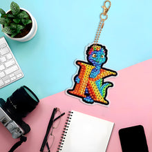 Load image into Gallery viewer, Double Sided Full Drill Keyring Special Shape Diamond Painting Keychain Dinosaur
