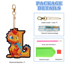 Load image into Gallery viewer, Double Sided Full Drill Keyring Special Shape Diamond Painting Keychain Dinosaur
