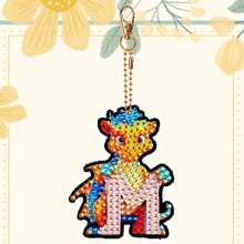Load image into Gallery viewer, Double Sided Full Drill Keyring Special Shape Diamond Painting Keychain Dinosaur
