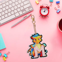Load image into Gallery viewer, Double Sided Full Drill Keyring Special Shape Diamond Painting Keychain Dinosaur
