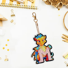 Load image into Gallery viewer, Double Sided Full Drill Keyring Special Shape Diamond Painting Keychain Dinosaur
