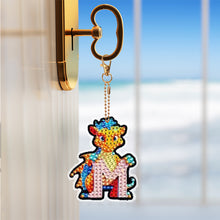 Load image into Gallery viewer, Double Sided Full Drill Keyring Special Shape Diamond Painting Keychain Dinosaur
