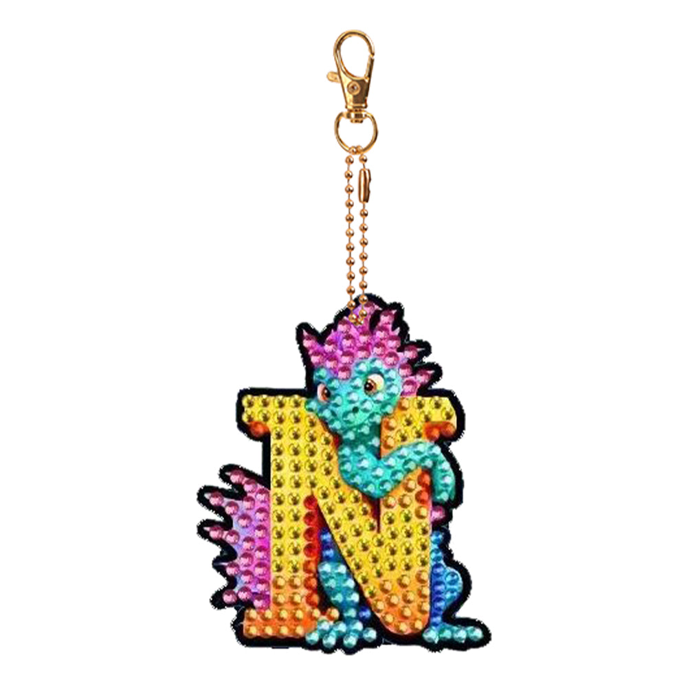 Double Sided Full Drill Keyring Special Shape Diamond Painting Keychain Dinosaur