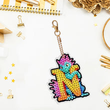 Load image into Gallery viewer, Double Sided Full Drill Keyring Special Shape Diamond Painting Keychain Dinosaur
