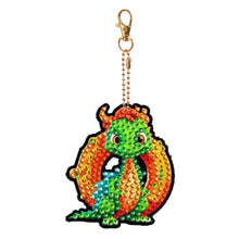 Load image into Gallery viewer, Double Sided Full Drill Keyring Special Shape Diamond Painting Keychain Dinosaur
