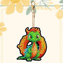 Load image into Gallery viewer, Double Sided Full Drill Keyring Special Shape Diamond Painting Keychain Dinosaur
