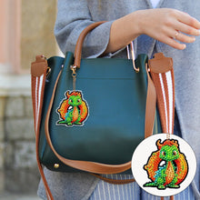 Load image into Gallery viewer, Double Sided Full Drill Keyring Special Shape Diamond Painting Keychain Dinosaur
