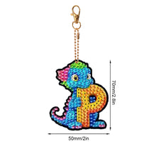 Load image into Gallery viewer, Double Sided Full Drill Keyring Special Shape Diamond Painting Keychain Dinosaur
