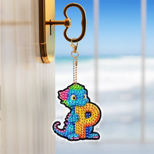 Load image into Gallery viewer, Double Sided Full Drill Keyring Special Shape Diamond Painting Keychain Dinosaur
